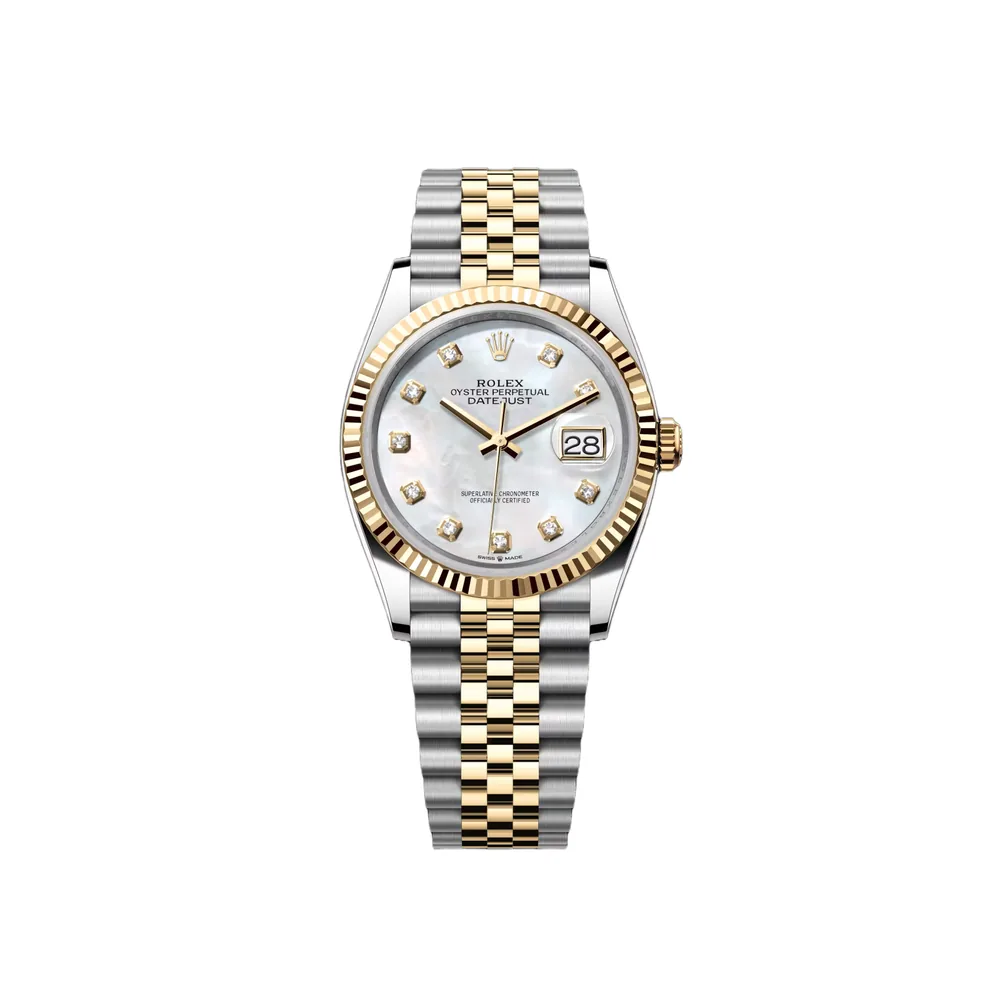 P0629-1 RLX Datejust 36mm 126233 MOP Diamond Dial Jubilee Two-Tone Bracelet Watch - Image 1