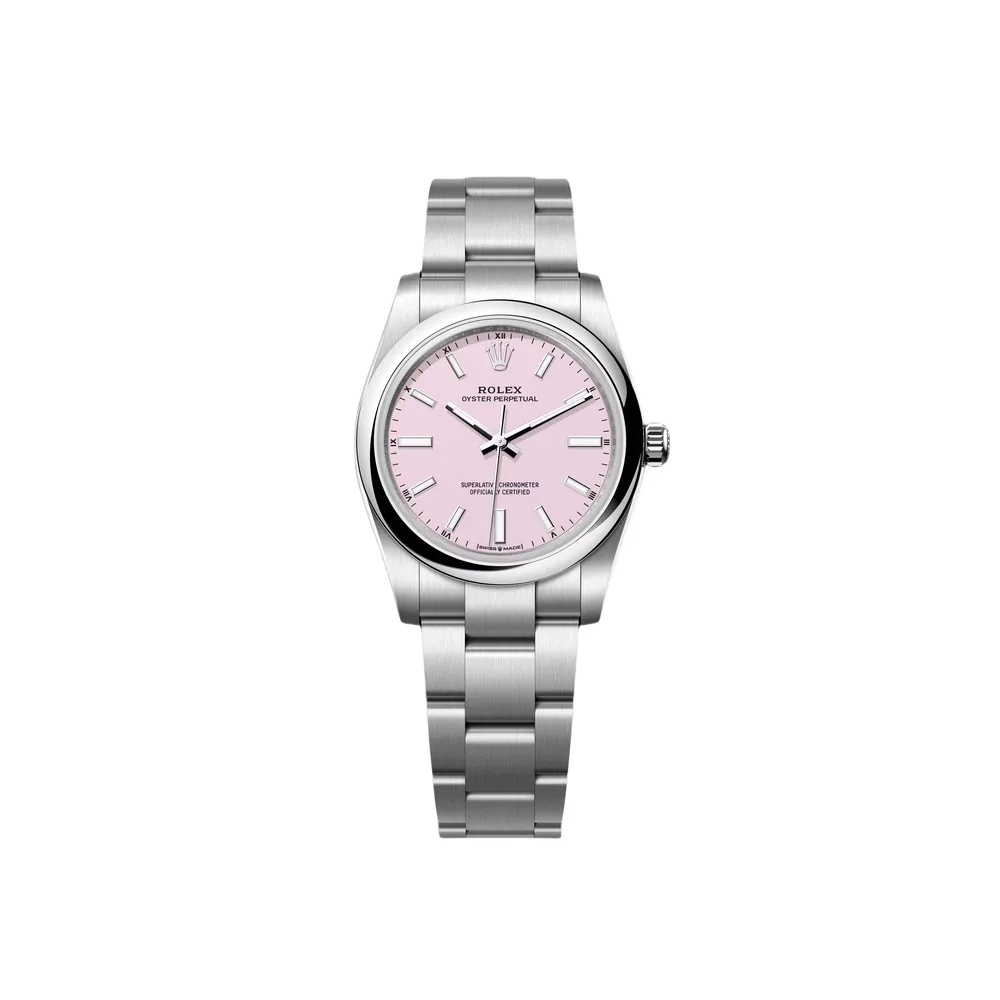 P0684-1 RLX Oyster Perpetual 34mm 124200-0009 Pink Dial Oyster Stainless Steel Bracelet Watch - Image 1