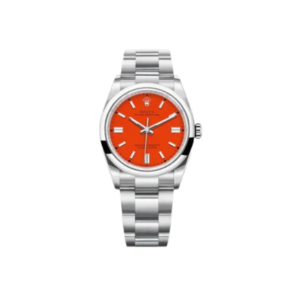 RLX Oyster Perpetual 36mm 126000-0007 Coral Red Dial Steel Watch