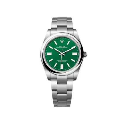 RLX Oyster Perpetual 41mm 124300-0005 Green Index Dial & Smooth Bezel Oyster Bracelet Men’s Watch