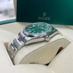 RLX Oyster Perpetual 41mm 124300-0005 Green Index Dial & Smooth Bezel Oyster Bracelet Men’s Watch - Image 4