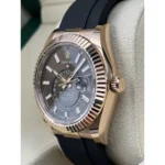 RLX Sky-Dweller 42mm Rose Gold Chocolate Dial Oysterflex - 336235 - Image 4