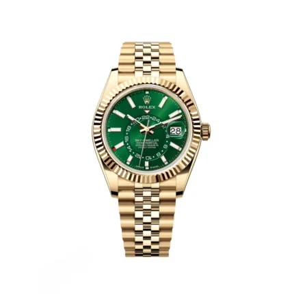 RLX Sky-Dweller 42mm 336938-0007/0008 Yellow Gold Bright Green Dial Jubilee