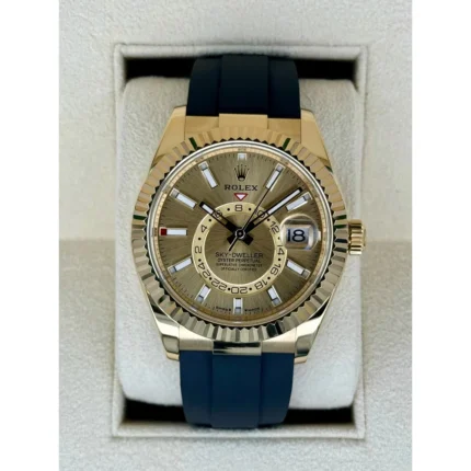 RLX Sky-Dweller 42mm Yellow Gold Champagne Dial Oysterflex - 336238