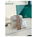 RLX "President" 40mm Everose Gold Olive Green Roman Dial Diamond Bezel - 228345RBR - Image 8