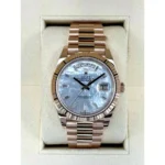 RLX Day-Date "President" 40mm Everose Gold Mother of Pearl Diamond Baguette Dial - 228235 - Image 2