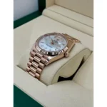 RLX Day-Date "President" 40mm Everose Gold Mother of Pearl Diamond Baguette Dial - 228235 - Image 3