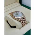 RLX Day-Date "President" 40mm Everose Gold Mother of Pearl Diamond Baguette Dial - 228235 - Image 4