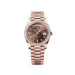 RLX Day-Date 40mm Chocolate Baguette Diamond Dial Diamond Bezel Dial Watch 228345RBR