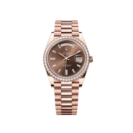 RLX Day-Date 40mm Chocolate Baguette Diamond Dial Diamond Bezel Dial Watch 228345RBR