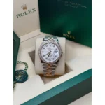 RLX Datejust 36mm 126281 Silver Palm Motif Diamond Dial Oyster Bracelet - Image 11