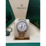 RLX Datejust 36mm 126281 Silver Palm Motif Diamond Dial Oyster Bracelet - Image 3