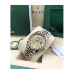 RLX Datejust 36mm 126233 Golden Palm Motif Dial Jubilee Bracelet Watch - Image 4