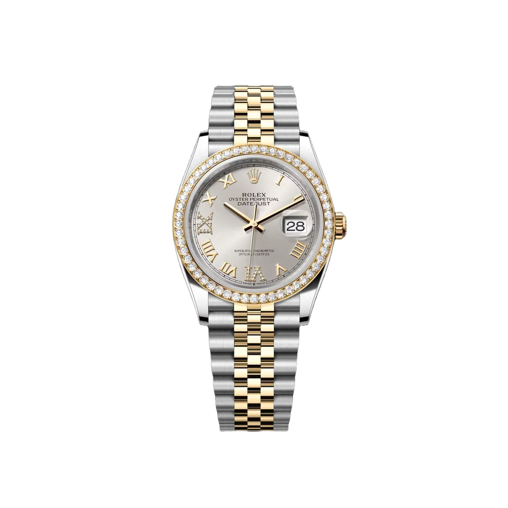 P0778-1 RLX Datejust 36mm 126283 Silver Dial Diamond Bezel Jubilee Bracelet Watch - Image 1
