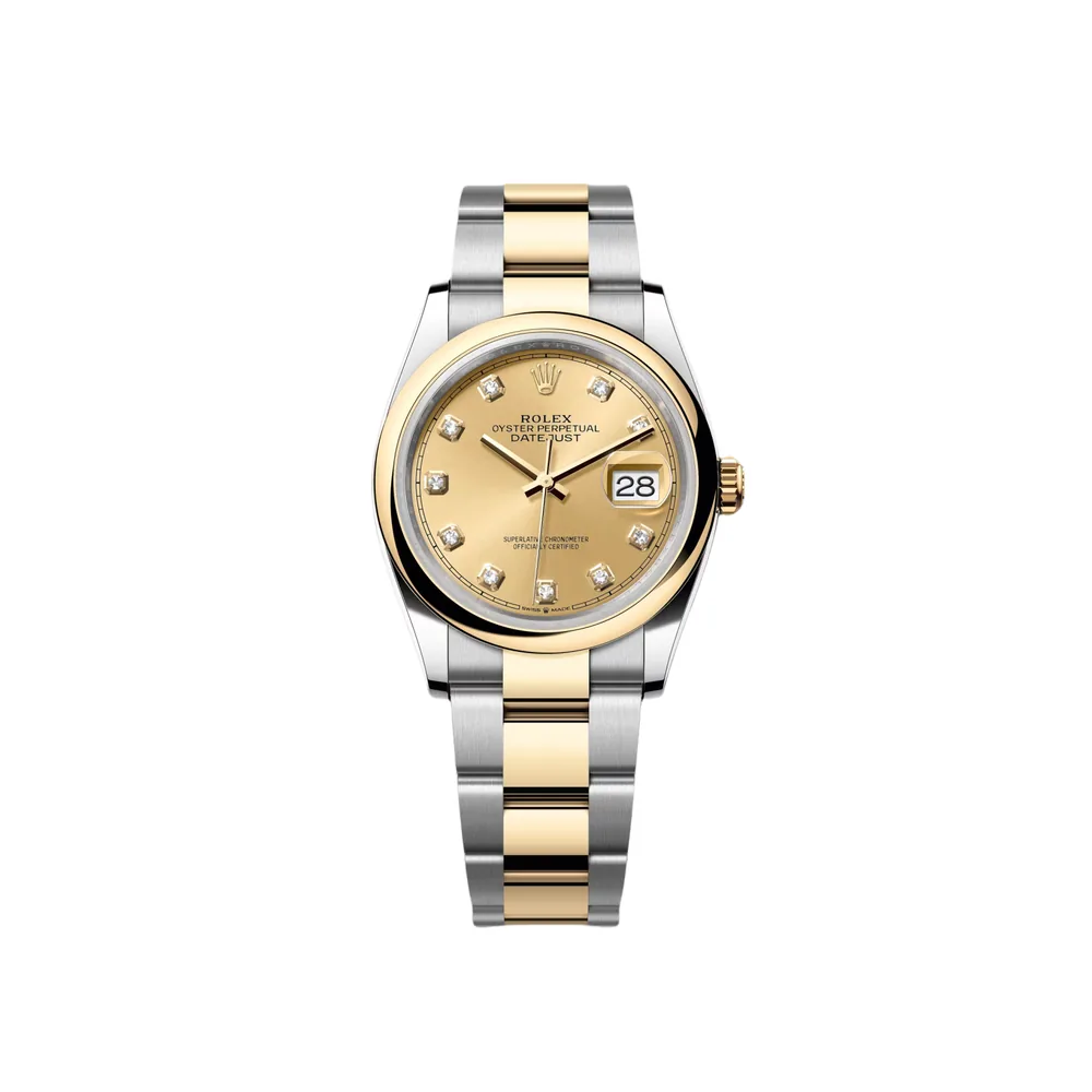 P0781-1 RLX Datejust 36mm 126203 Champagne Set with Diamonds Dial Domed Bezel Oyster Bracelet - Image 1
