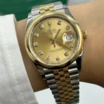 RLX Datejust 36mm 126203 Champagne Set with Diamonds Dial Domed Bezel Oyster Bracelet - Image 17