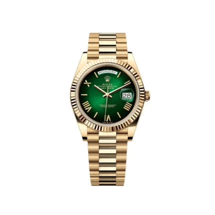 RLX Yellow Gold President Day Date 40mm Green Roman Ombre Dial - 228238