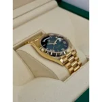 RLX Yellow Gold President Day Date 40mm Green Roman Ombre Dial - 228238 - Image 3