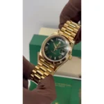 RLX Yellow Gold President Day Date 40mm Green Roman Ombre Dial - 228238 - Image 8