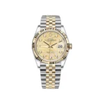 RLX Datejust 36mm 126233 Champagne Palm Motif Diamond Dial and Jubilee Bracelet Watch