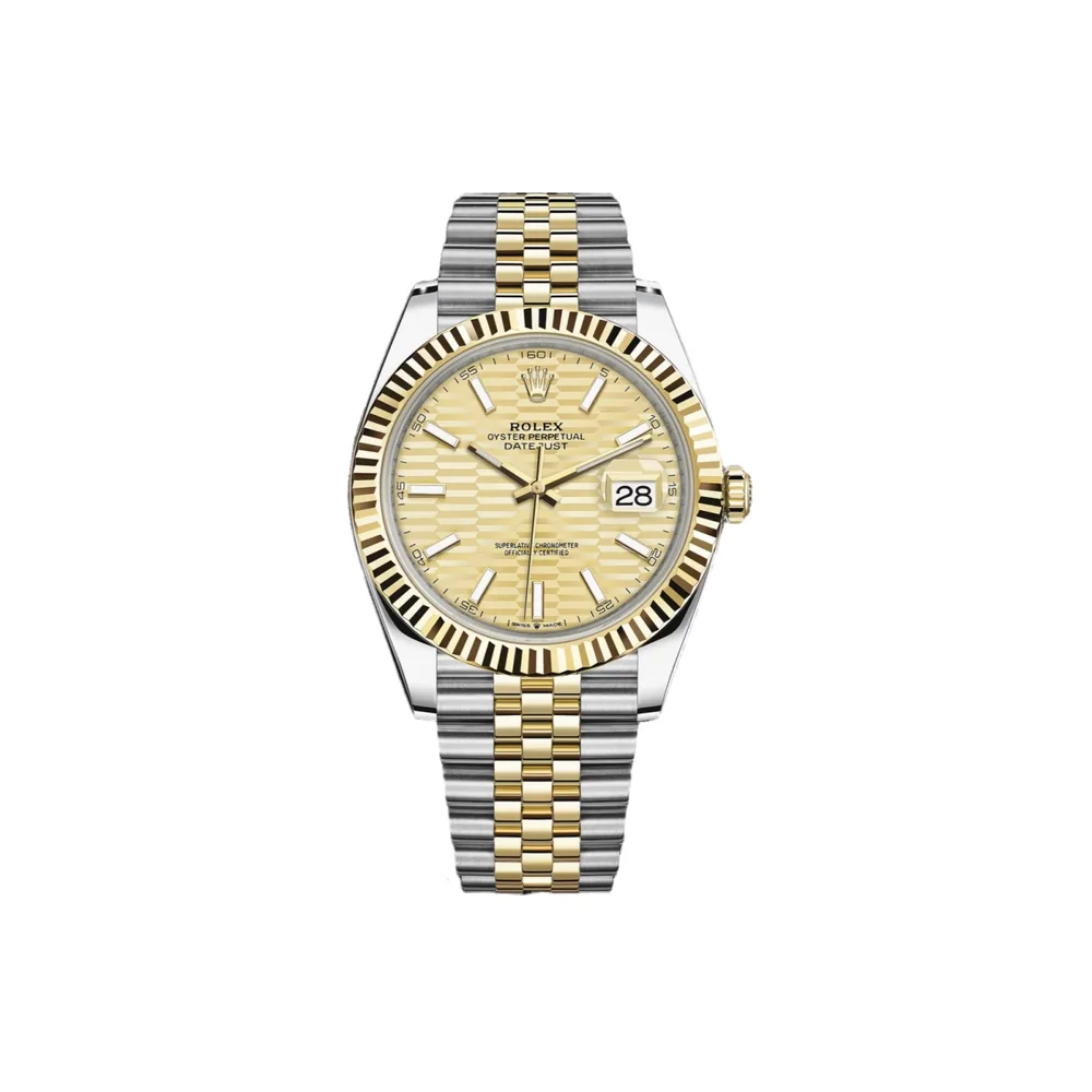 P0789-1 RLX Datejust 41mm Swiss Replica Watch | Two Tone Jubilee Bracele Champagne Fluted Dial Ref 126333 - Image 1