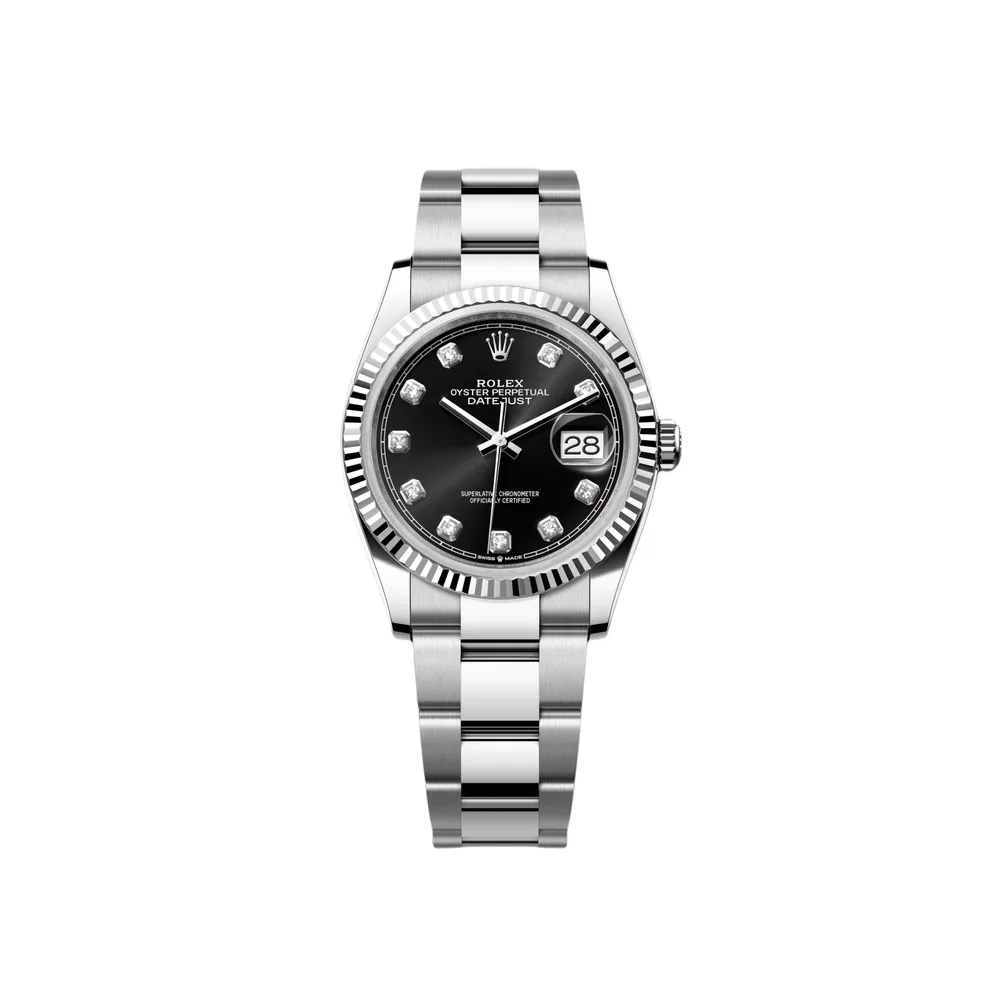 P0790-1 RLX Datejust 36mm 126234 Black Diamond Dial Stainless Steel Oyster Mens Watch - Image 1