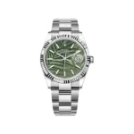 RLX Datejust 36mm 126234 Olive Green Palm Motif Dial Jubilee Stainless Steel Watch - Image 2