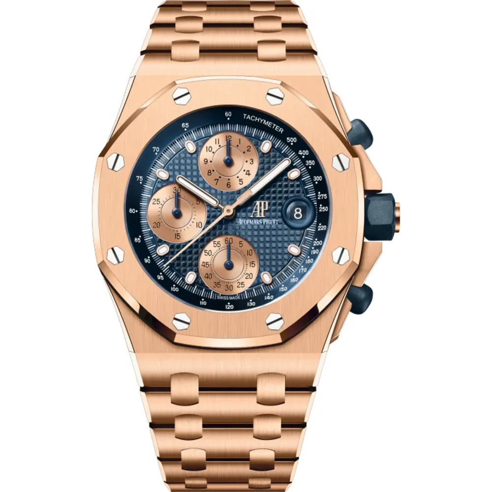 P0859-1 A&P OFFSHORE Pink Gold Blue Dial CHRONOGRAPH 42mm - Image 1