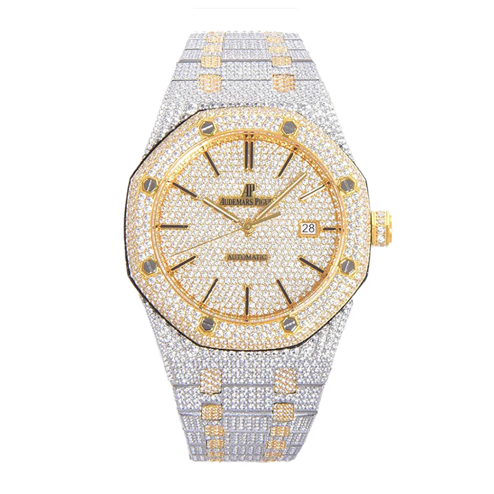P0880-1 Royal Oak 41mm 15400 Iced Out Steel/Yellow Gold in Stick Markers - Image 1